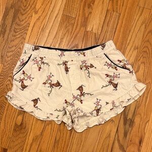 Aerie Cream Floral Pajama Shorts - Cindy Lou grinch theme